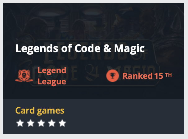 Legends of Code & Magic: Legend League, ranked 15th